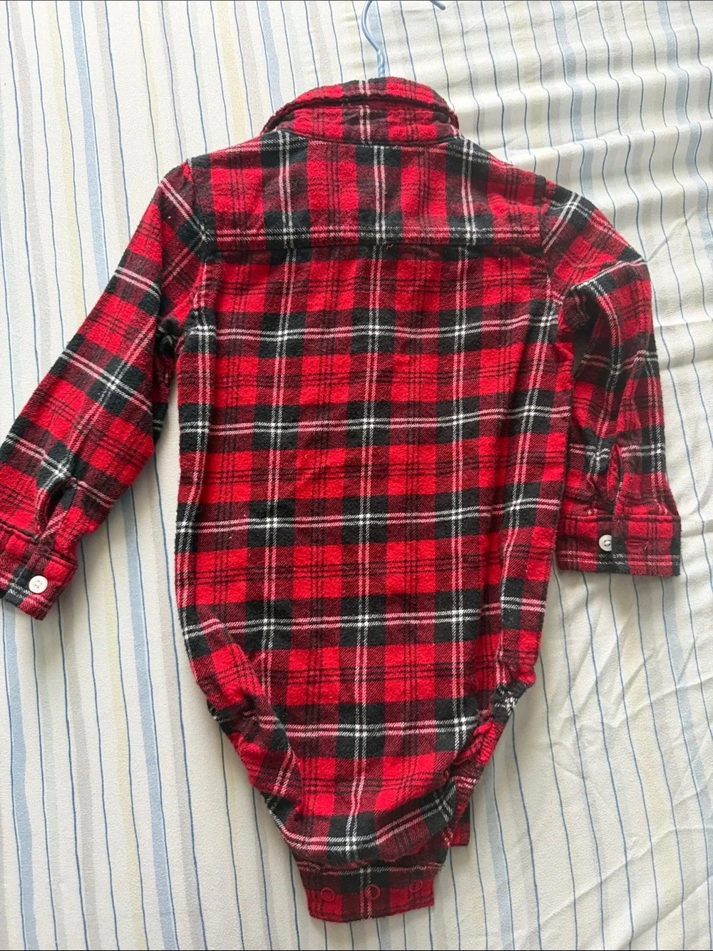 Carter's Red & Black Plaid Button-Front Bodysuit Shirt